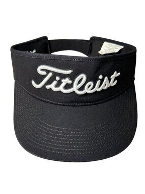 Titleist Pro V1 Golf Visor Hat Black Adjustable Cotton Lightweight Embroidered
